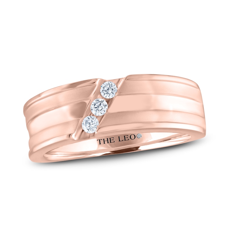 Men's THE LEO Diamond Wedding Band 1/6 ct tw Round-cut Rose Gold Plated