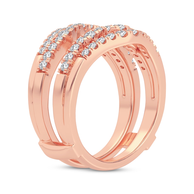 Diamond Double Row Enhancer Ring 5/8 ct tw Round-cut Rose Gold Plated