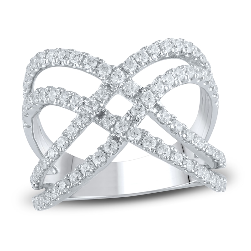 Crisscross Diamond Fashion Ring 1 ct tw Round-cut White Gold Plated