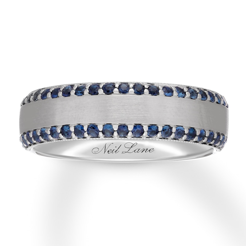 Neil Lane Men's Natural Sapphire Wedding Band White Gold Plated