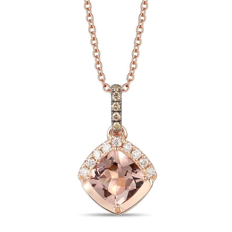 Le Vian Morganite Necklace 1/10 ct tw Diamonds Strawberry Gold Plated