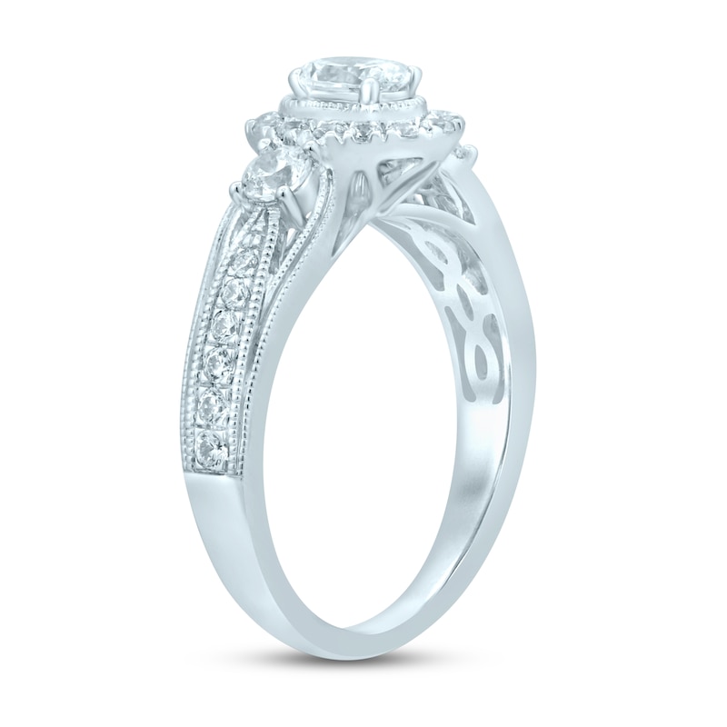 Diamond Engagement Ring 1 ct tw Oval & Round White Gold Plated