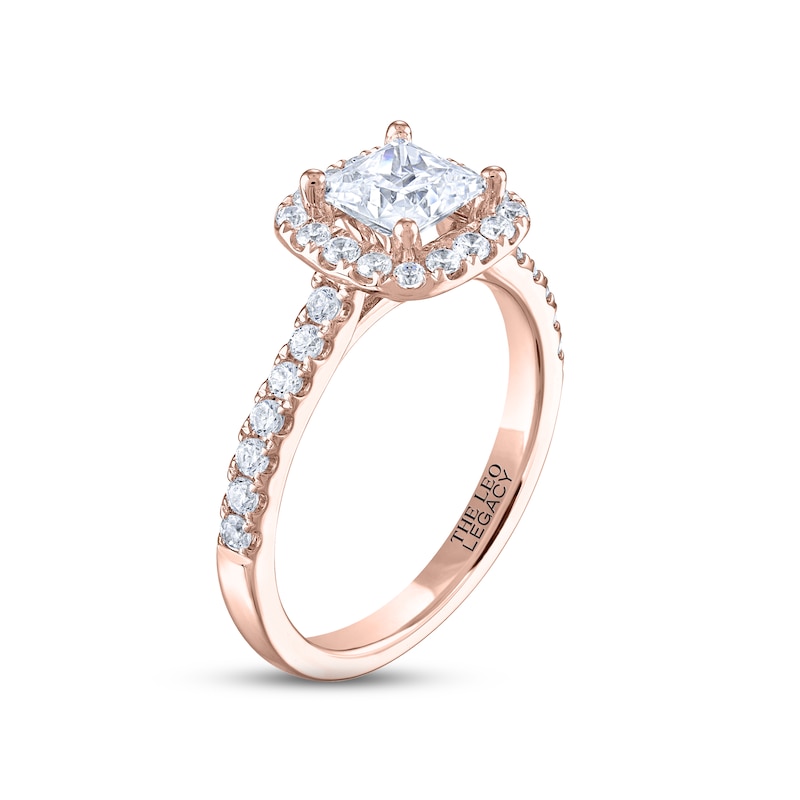 THE LEO Legacy Lab-Created Diamond Princess-Cut Engagement Ring 1-3/8 ct tw Rose Gold Plated