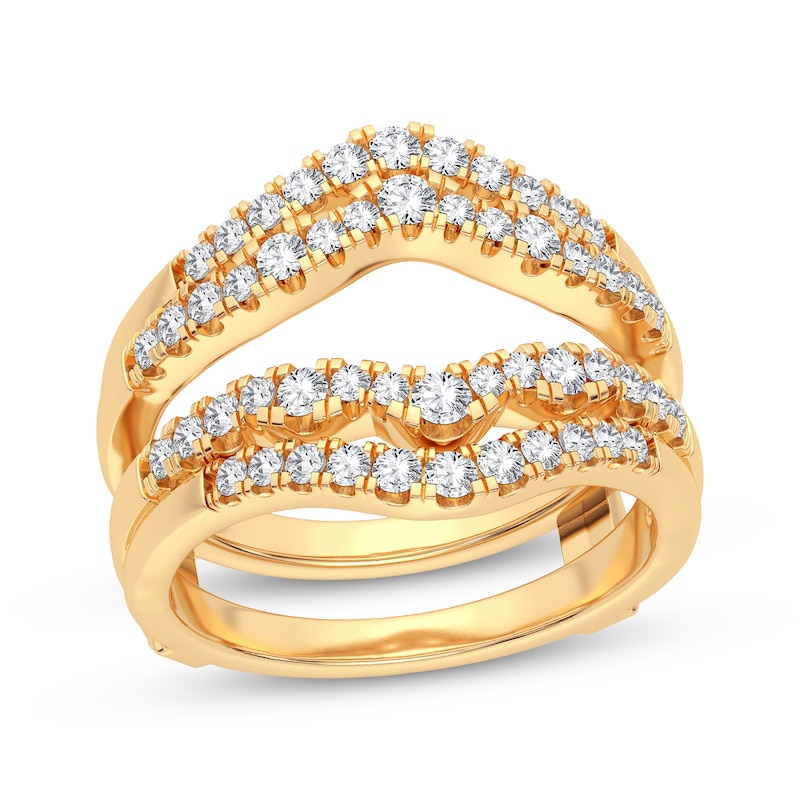 Diamond Double Row Enhancer Ring 5/8 ct tw Round-cut Yellow Gold Plated