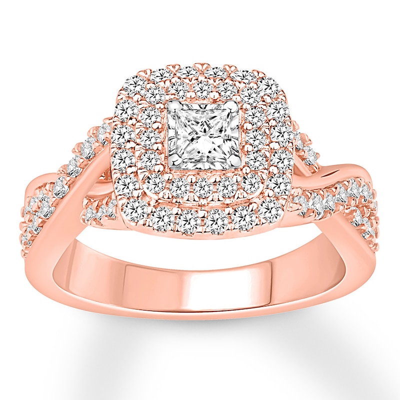 Diamond Engagement Ring 7/8 carat tw Rose Gold Plated