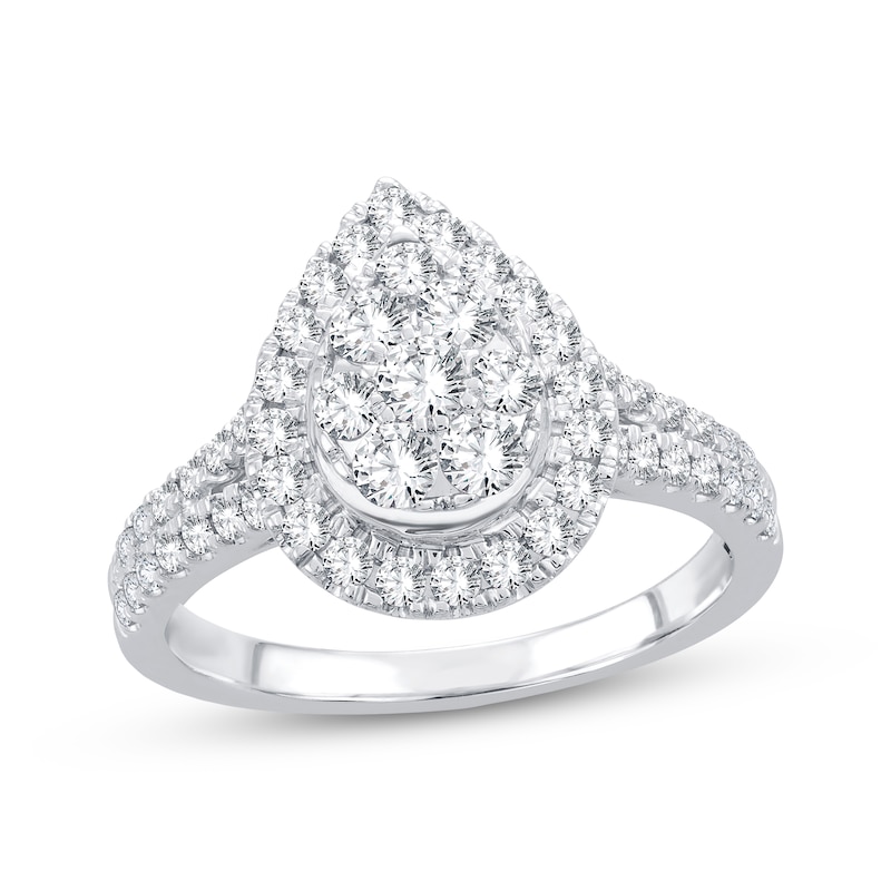 Diamond Engagement Ring 1 ct tw Round-cut White Gold Plated