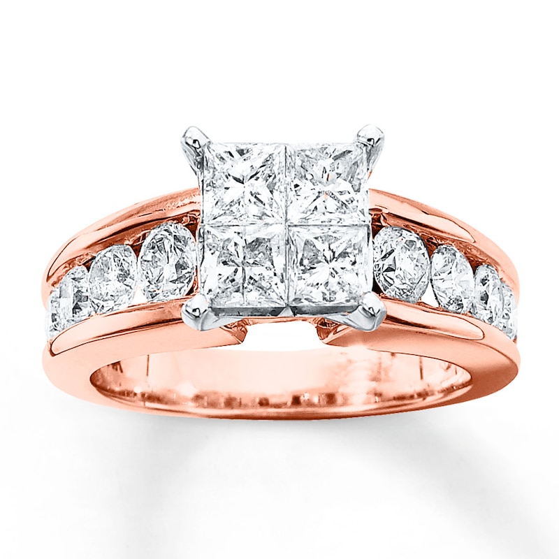 Diamond Engagement Ring 2-1/2 cttw Princess-cut Two-Tone Gold Plated
