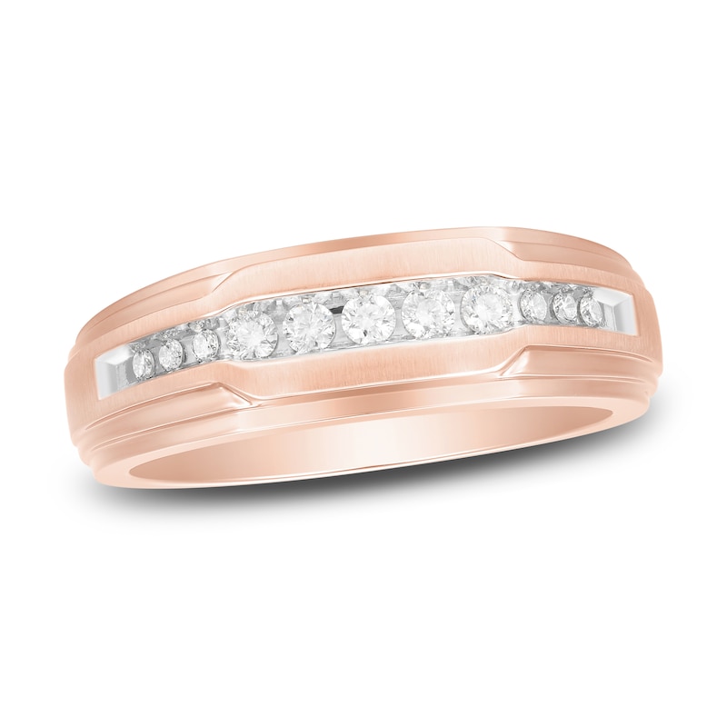 Men's Diamond Wedding Band 1/4 ct tw Round-cut Rose Gold Plated