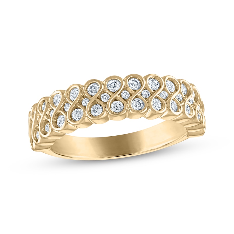 Every Moment Diamond Stacked Infinity Band 1/2 ct tw Yellow Gold Plated