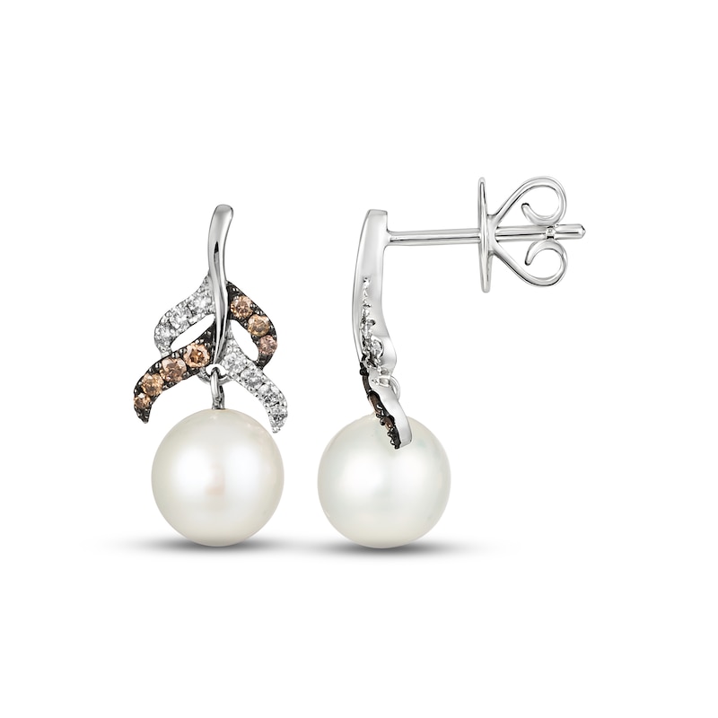 Le Vian Cultured Pearl Earrings 1/4 ct tw Diamonds Vanilla Gold Plated