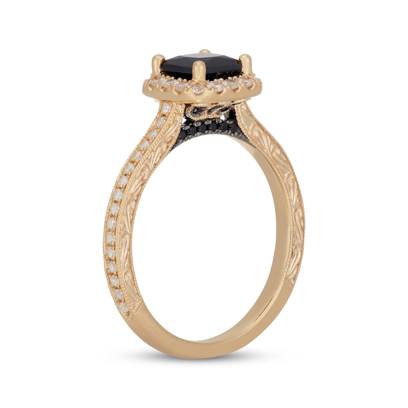 Neil Lane Princess-Cut Black & White Diamond Engagement Ring 1-3/8 ct tw Yellow Gold Plated