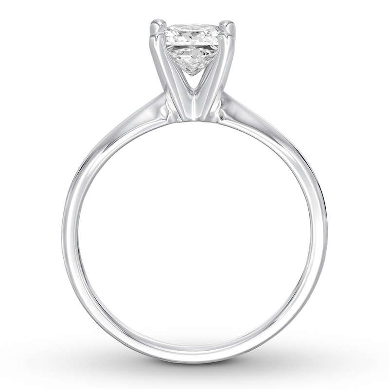 Certified Diamond Solitaire 3/4 ct Princess-cut White Gold Plated