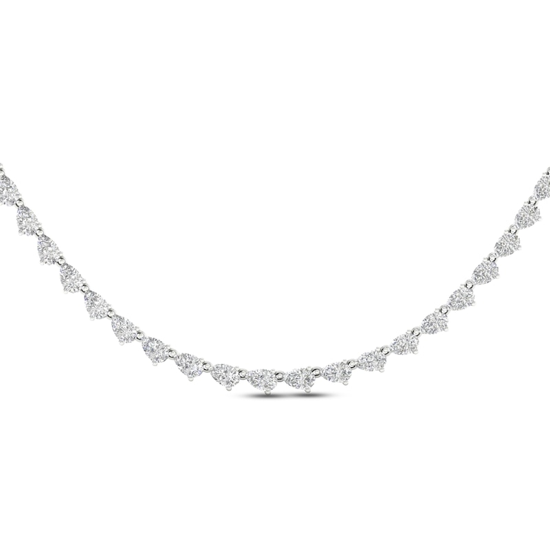 Diamond Riviera Necklace 10 ct tw Pear-Shaped White Gold Plated 18"