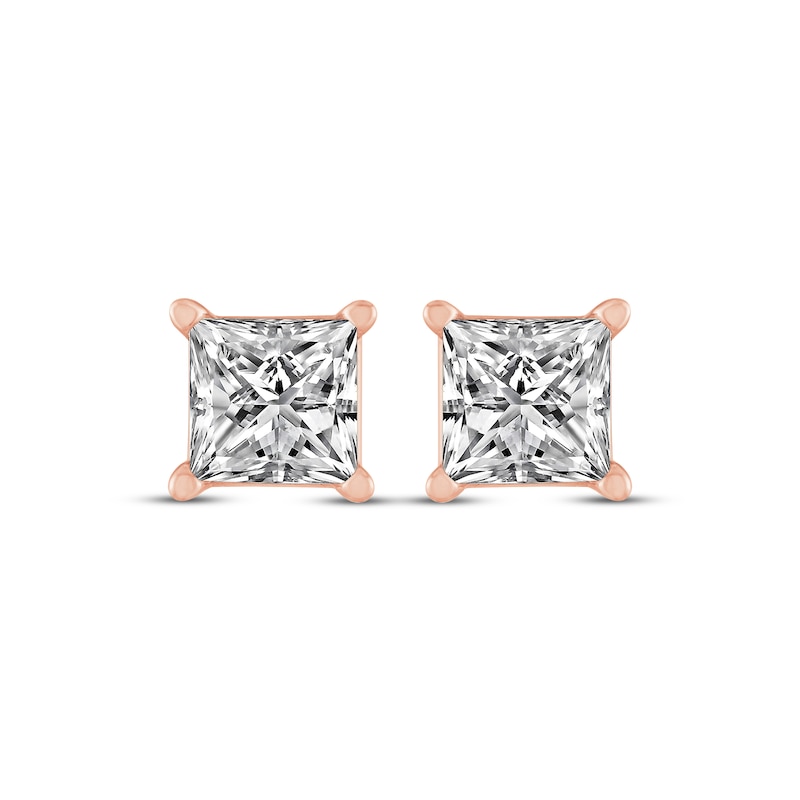 Princess-Cut Diamond Solitaire Stud Earrings 1 ct tw Rose Gold Plated