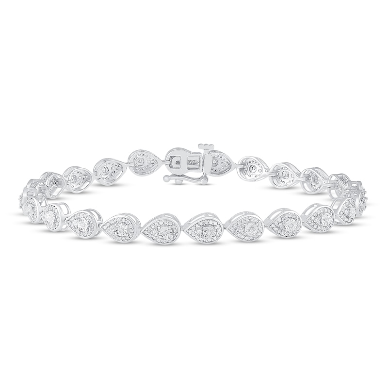 Diamond Fashion Bracelet 1 ct tw Silver Plated 7.25"