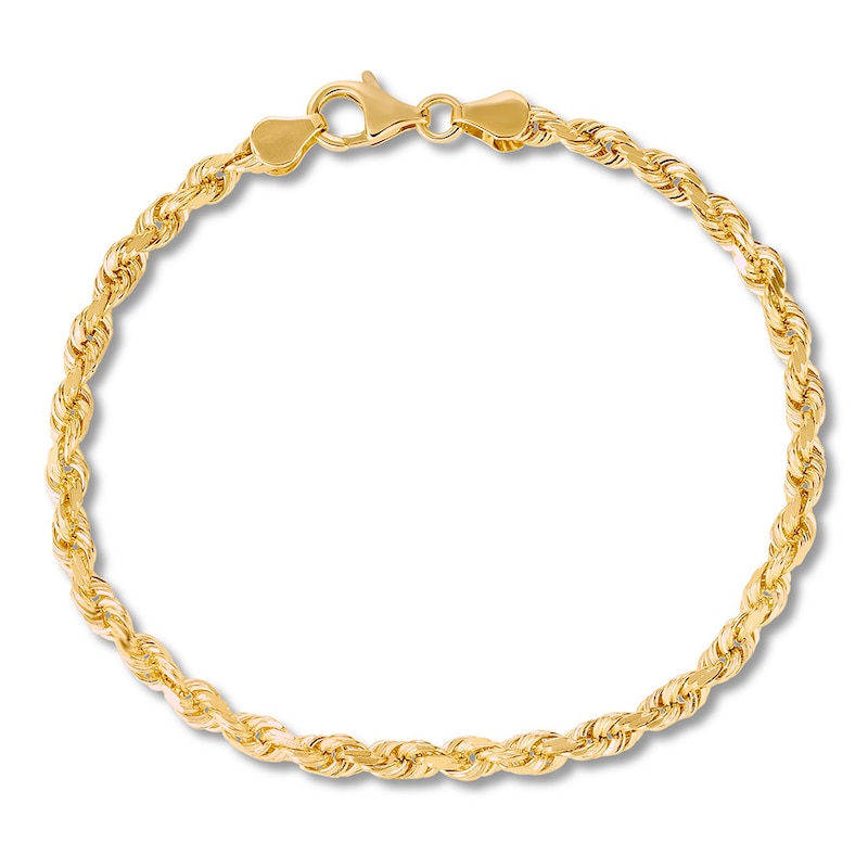 Textured Solid Rope Chain Bracelet Yellow Gold Plated 8.5"
