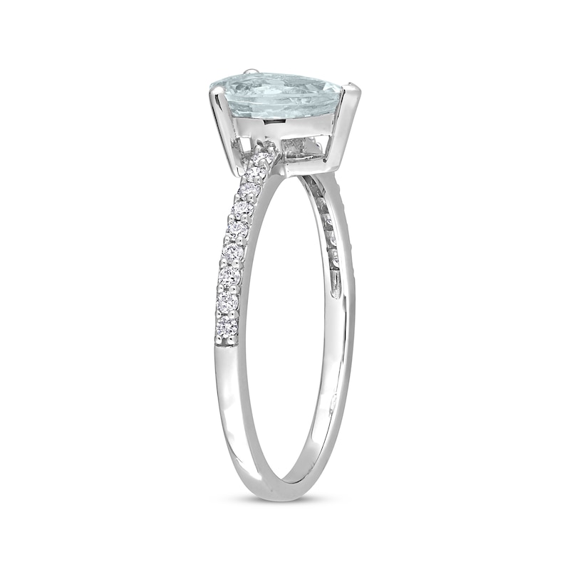 Pear-Shaped Aquamarine Engagement Ring 1/8 ct tw Diamonds White Gold Plated