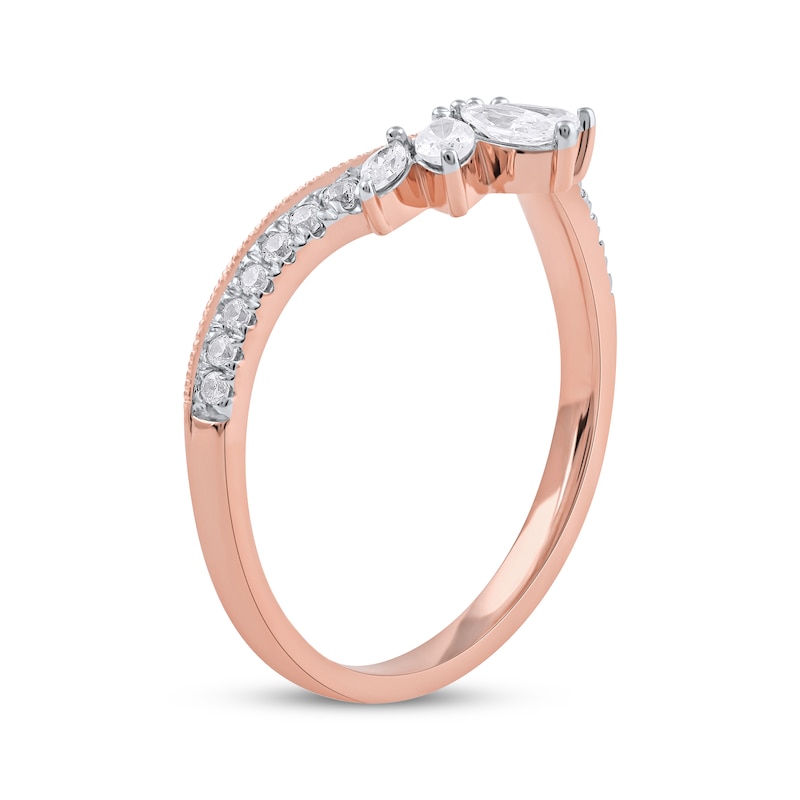 Marquise & Round-Cut Diamond Contoured Anniversary Band 1/3 ct tw Rose Gold Plated