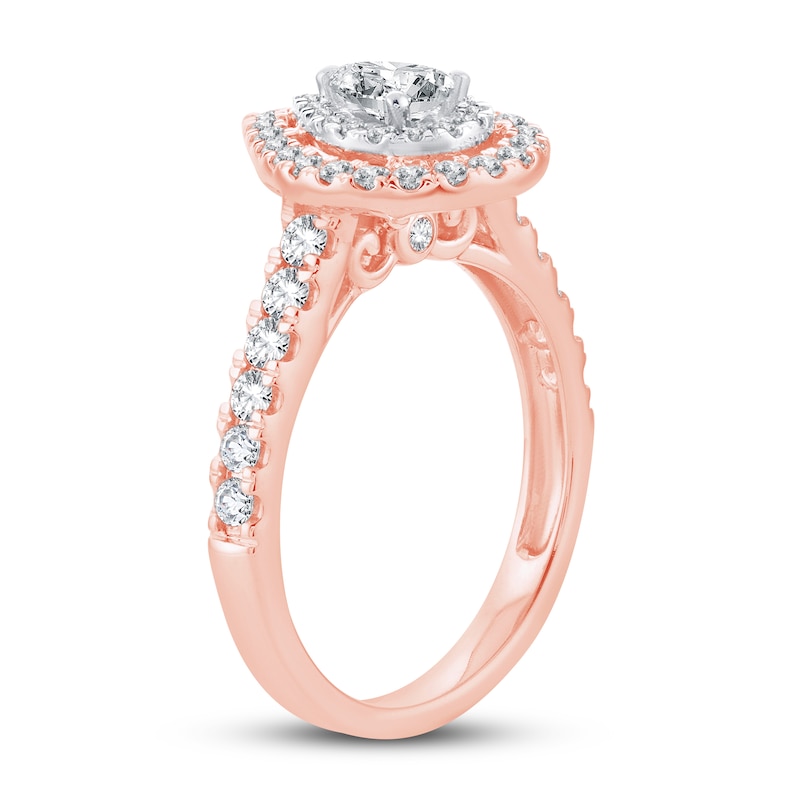Diamond Engagement Ring 1 ct tw Pear & Round Rose Gold Plated