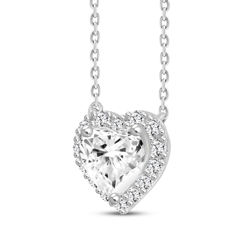 Lab-Created Diamonds by Heart Frame Necklace 1-1/4 ct tw White Gold Plated 18"