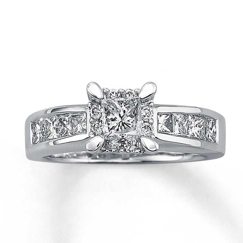 Ring 1-1/4 ct tw Diamonds White Gold Plated