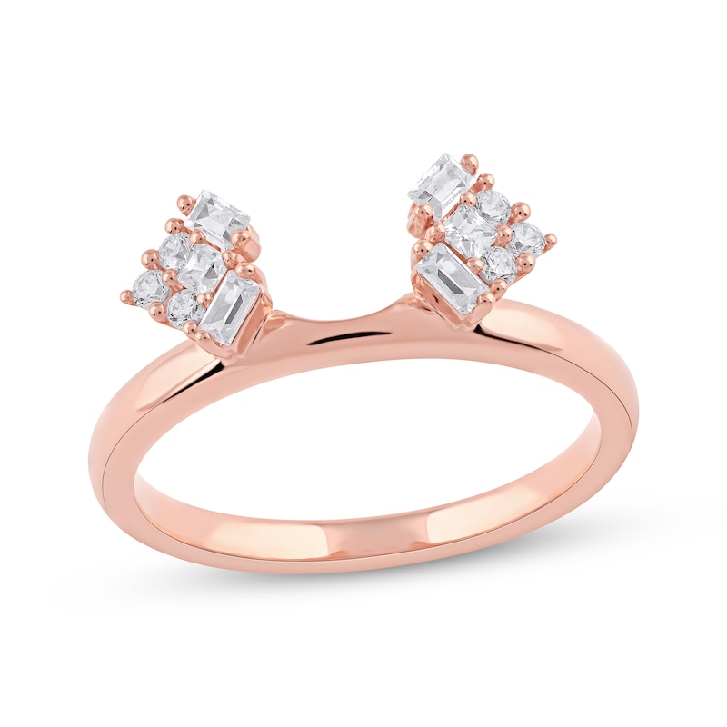 Baguette, Princess & Round-Cut Diamond Enhancer Ring 1/4 ct tw Rose Gold Plated