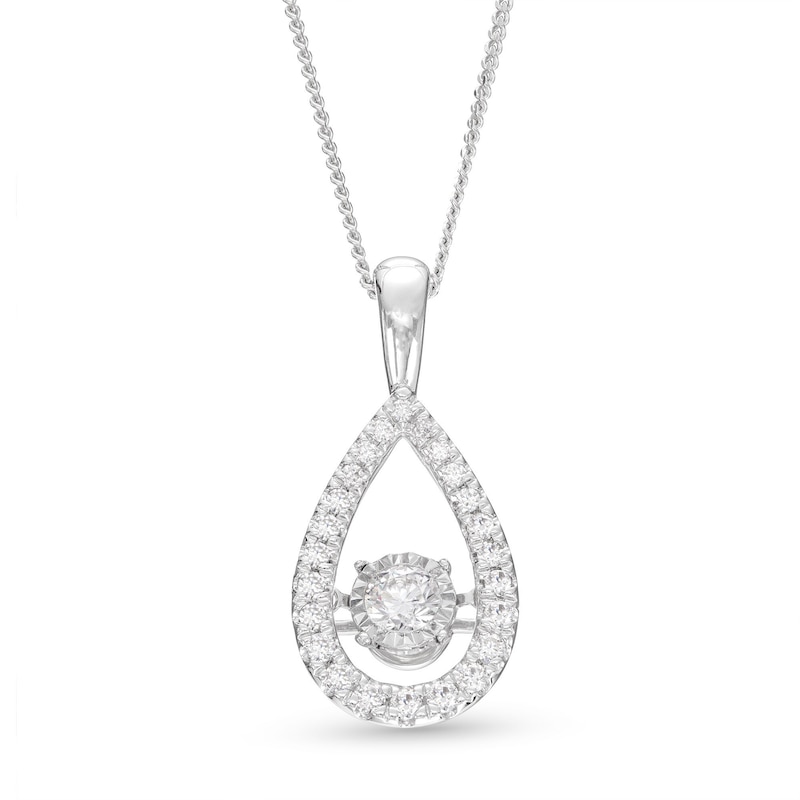 Unstoppable Love Diamond Pear Necklace 1/2 ct tw Round-cut White Gold Plated 19"