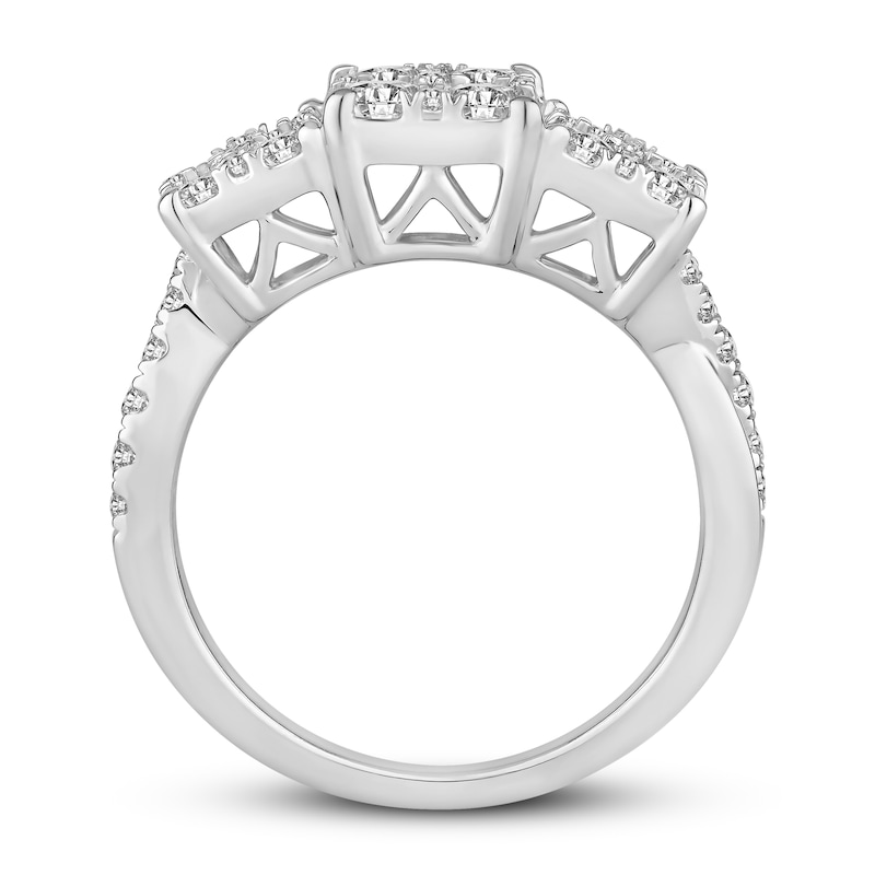 Diamond Engagement Ring 1-1/2 ct tw Round-cut White Gold Plated