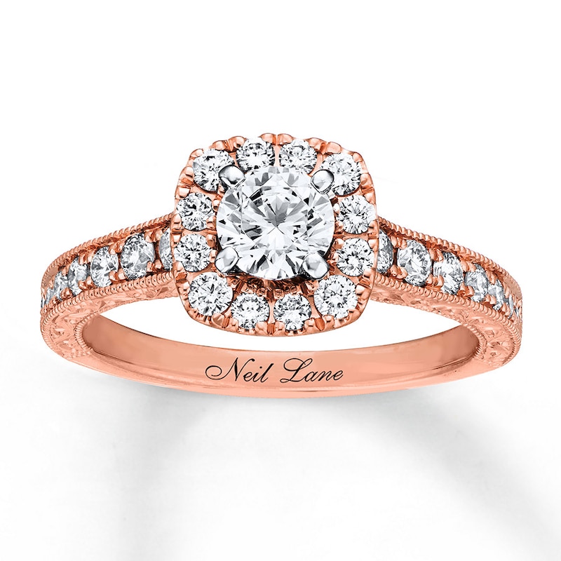 Neil Lane Round Diamond Engagement Ring 7/8 ct tw Rose Gold Plated