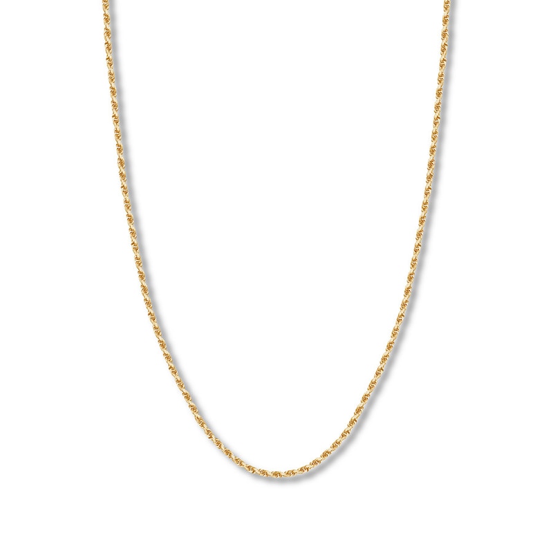 20" Textured Solid Rope Chain Yellow Gold Plated