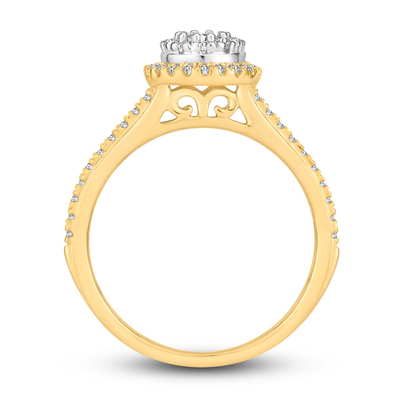 Multi-Diamond Engagement Ring 3/8 ct tw Round-cut Two-Tone Gold Plated