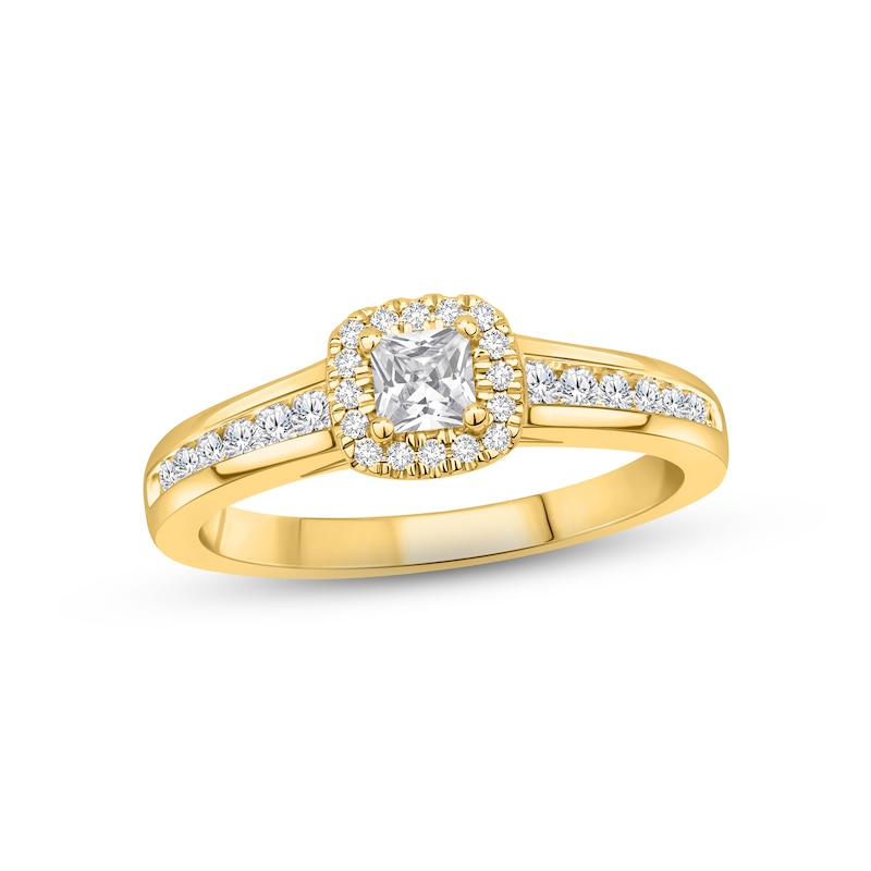 Diamond Engagement Ring 5/8 ct tw Princess & Round-cut Yellow Gold Plated