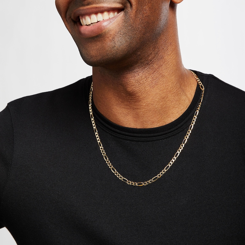 Solid Figaro Necklace Yellow Gold Plated 24"