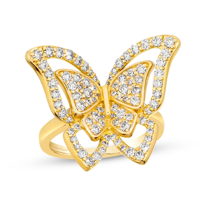 Le Vian Vault Diamond Butterfly Ring 1-1/10 ct tw Honey Gold Plated