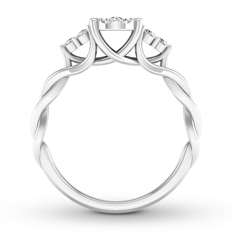 Diamond Engagement Ring 1/2 ct tw Round-cut White Gold Plated