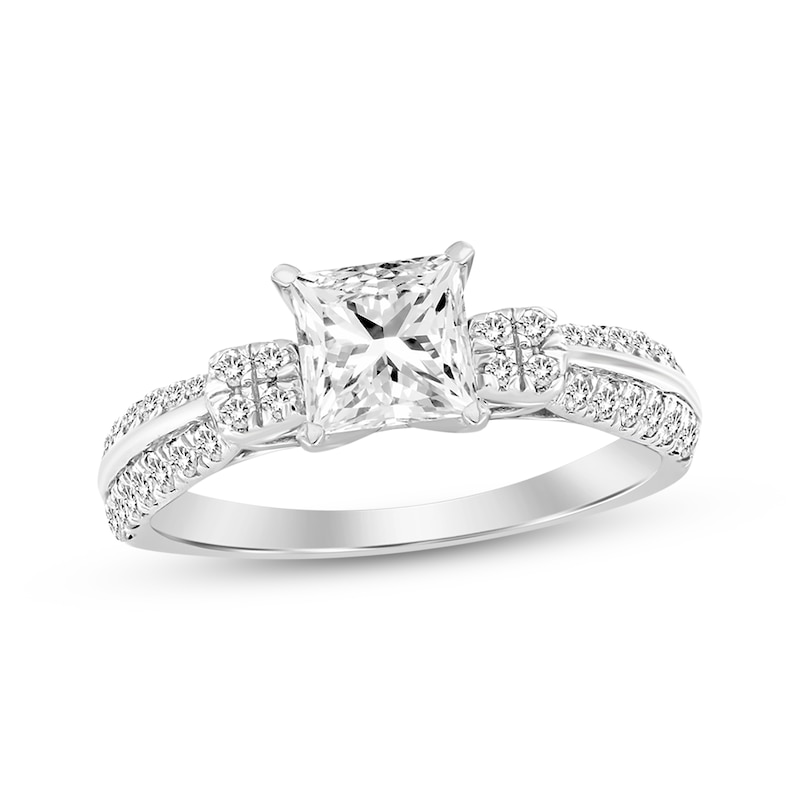 Princess-Cut Diamond Engagement Ring 1-1/4 ct tw White Gold Plated