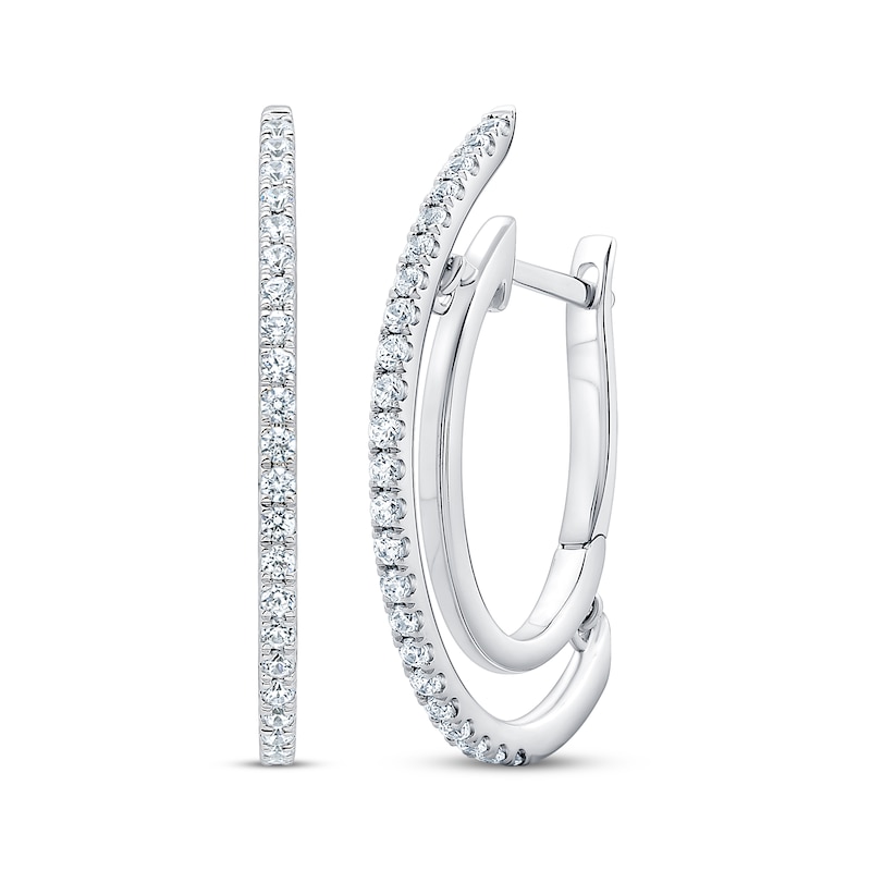 Unstoppable Love Diamond Double Hoop Earrings 1/2 ct tw White Gold Plated