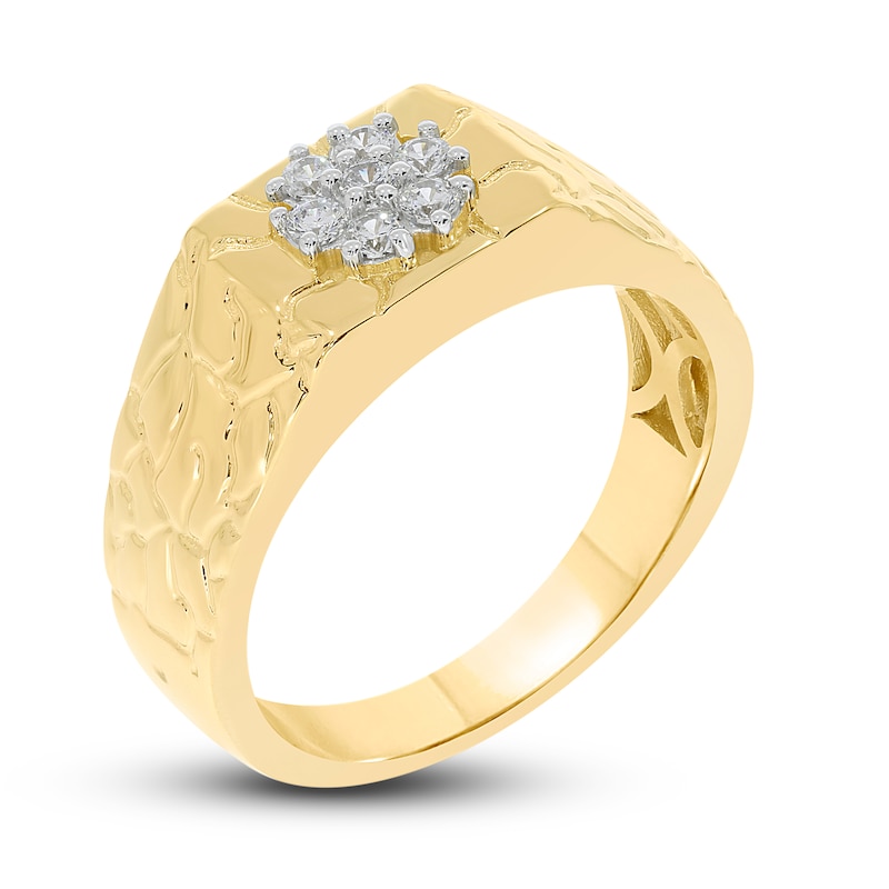 Men's Diamond Ring 1/4 ct tw Round-cut Yellow Gold Plated