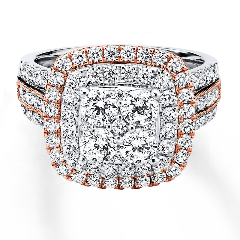 Diamond Ring 2 ct tw Round-cut Two-Tone Gold Plated