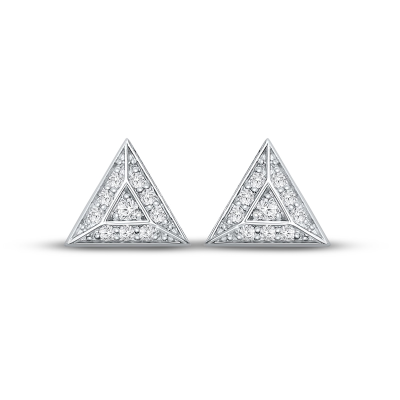 Men's Diamond Triangle Earrings 3/4 ct tw Round-cut White Gold Plated