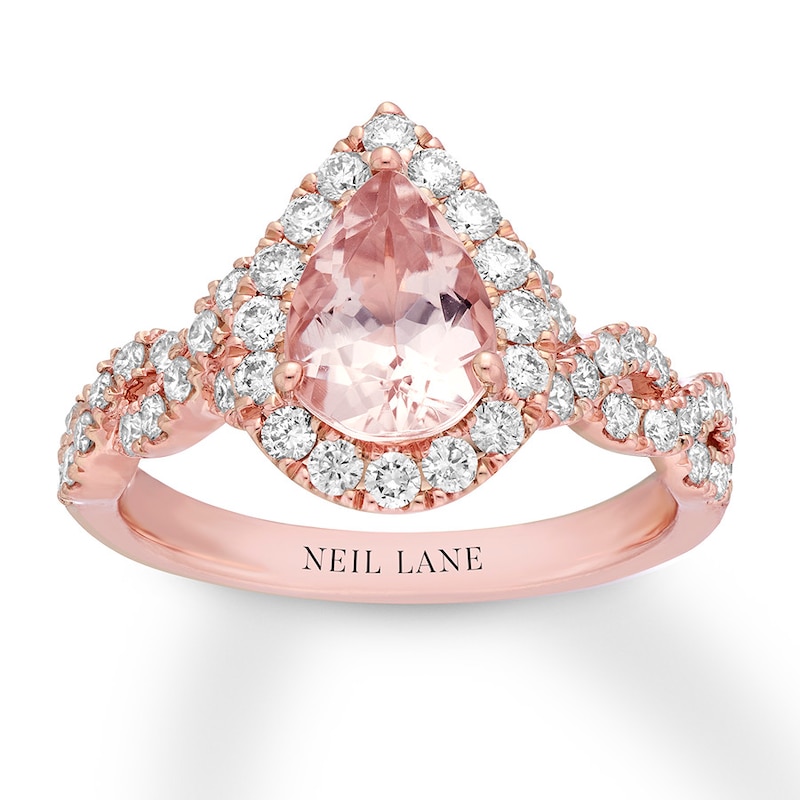 Neil Lane Morganite Engagement Ring 3/4 ct tw Round-cut Diamonds Gold Plated
