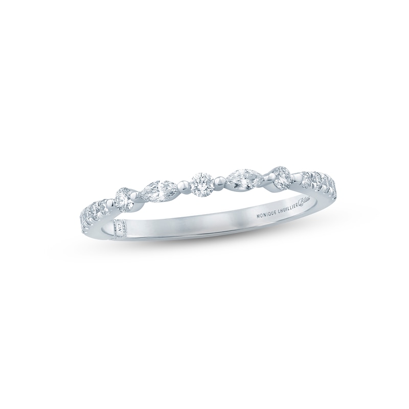 Monique Lhuillier Bliss Diamond Anniversary Band 1/3 ct tw Round & Marquise-cut White Gold Plated