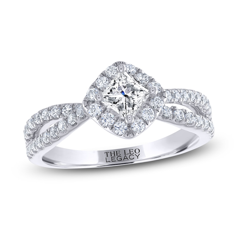 THE LEO Legacy Lab-Created Diamond Princess-Cut Engagement Ring 7/8 ct tw White Gold Plated