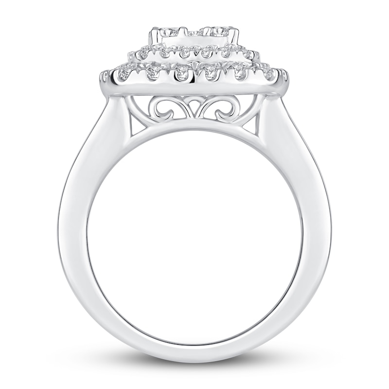 Diamond Engagement Ring 2 ct tw Round-cut White Gold Plated