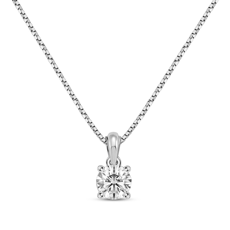 GSI Solitaire Diamond Necklace 1/2 ct tw Round-cut White Gold Plated 18"