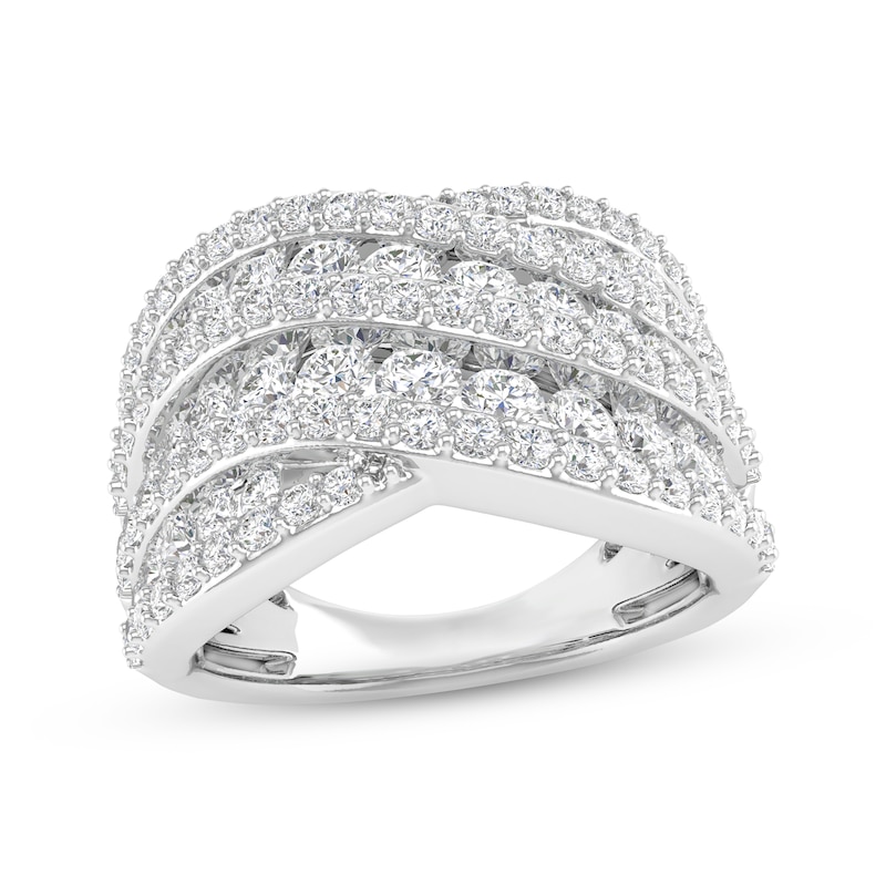 Lab-Created Diamonds by Multi-Row Diamond Ring 2 ct tw White Gold Plated