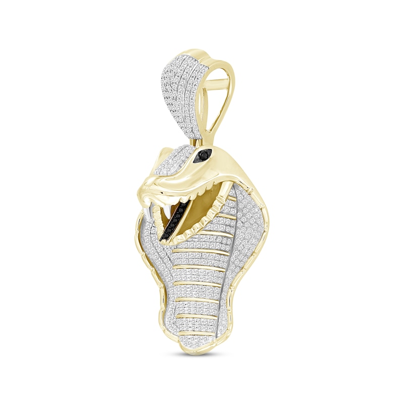 Men's Diamond & Spinel Cobra Head Charm 1-1/4 ct tw Round-cut Yellow Gold Plated