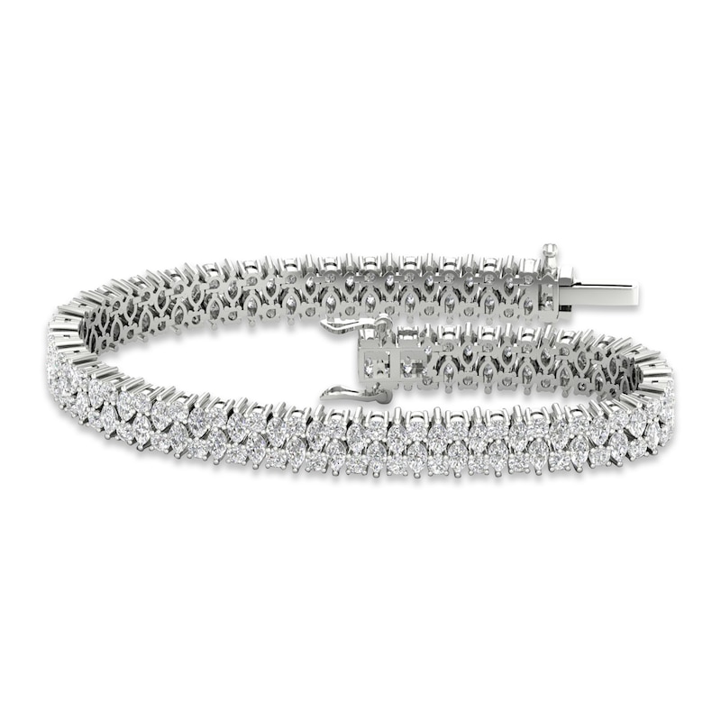 Diamond Line Bracelet 7 ct tw Pear, Marquise & Round-cut White Gold Plated 7.25"