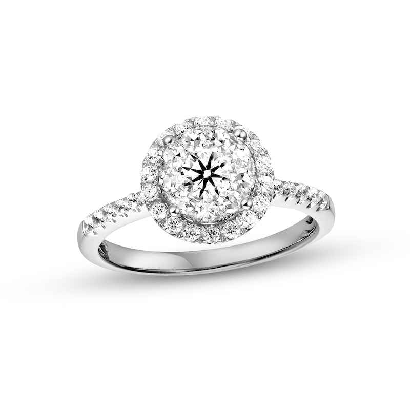 Diamond Engagement Ring 3/4 ct tw Round-cut White Gold Plated