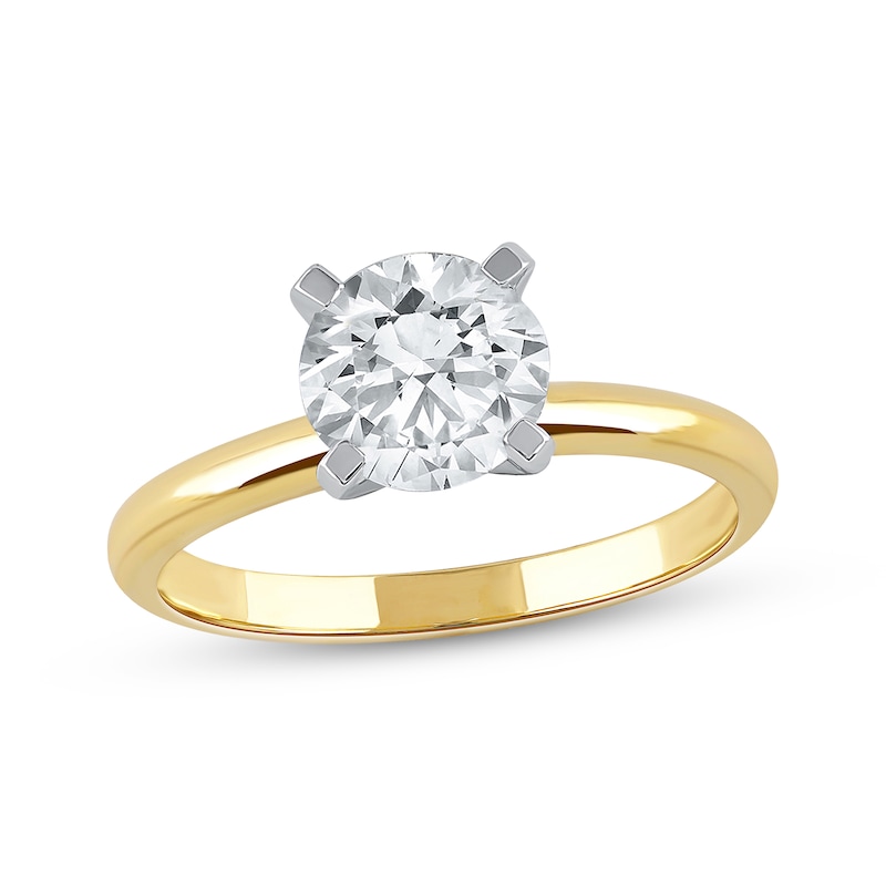 Lab-Created Diamonds by Round-Cut Solitaire Engagement Ring 1-1/4 ct tw Yellow Gold Plated